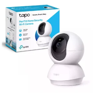 Cámara TP-Link Tapo C200 1080p WiFi vista frontal con empaque original y diseño compacto para seguridad en interiores.