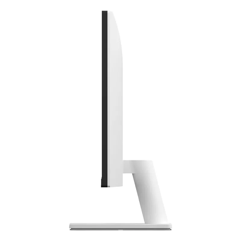 Monitor LG 27 pulgadas 4K IPS 27US500 vista lateral mostrando perfil delgado y base estable.