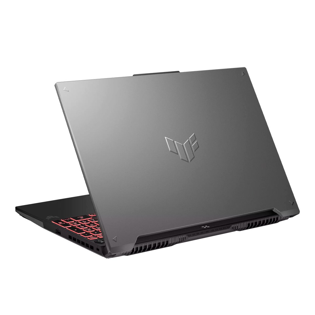 Portátil ASUS TUF Gaming A16 RTX 4050 16GB RAM 512GB SSD diseño gamer resistente en color negro, vista posterior cerrada.