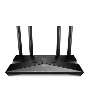 Router TP-Link Archer AX53 WiFi 6 vista frontal con antenas ajustables para mejor señal y rendimiento inalámbrico.