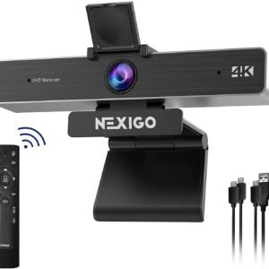 Cámara Web NexiGo N950P 4K con Zoom 5X y Micrófonos Dual, Compatible con USB-A y USB-C