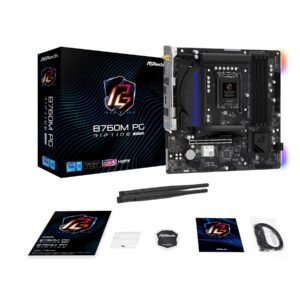 Placa Base ASRock B760M PG Riptide WiFi Micro-ATX LGA1700 DDR5, Compatible con Intel, 14+1+1, HDMI, DisplayPort