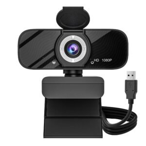 Cámara Web Gozvrpus TW-05 HD 1080p con Micrófono y Trípode, Corrección de Luz y Reducción de Ruido, Color Negro