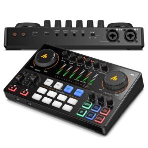 Mezclador MAONO E2 Gen2 para Podcast - Interfaz de Audio con 2 Entradas XLR y Efectos Personalizables