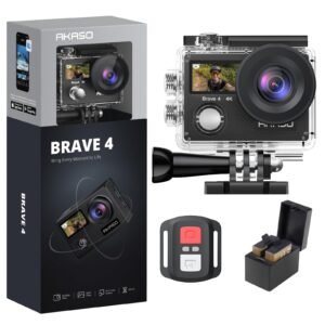 Cámara de acción AKASO Brave 4 4K 20MP sumergible con WiFi y accesorios