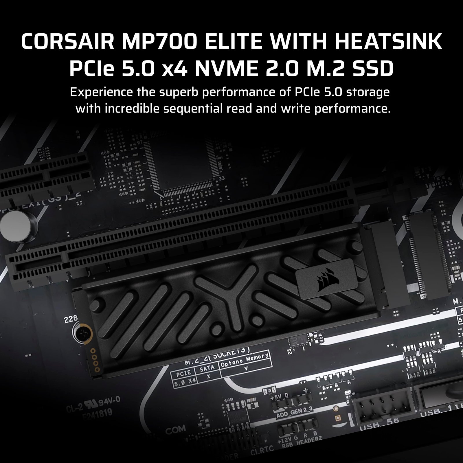 SSD Corsair MP700 Elite 1TB M.2 2280 PCIe 5.0 Negro - Alta Velocidad hasta 10,000 MB/s - Image 2