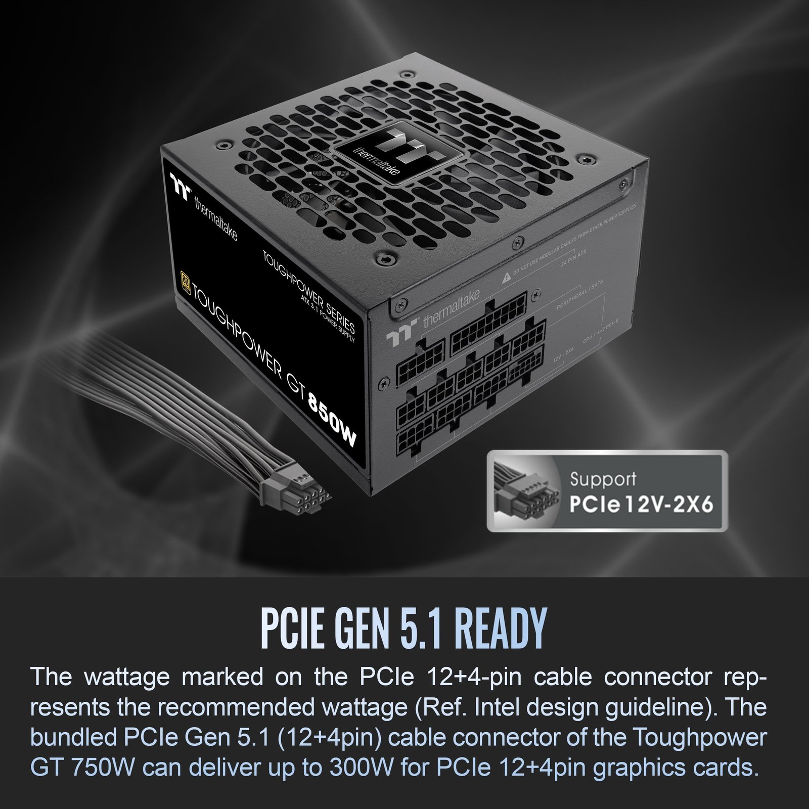 Fuente Thermaltake Toughpower GT 850W ATX 3.1 Modular 80 Plus Gold Negra - Image 4