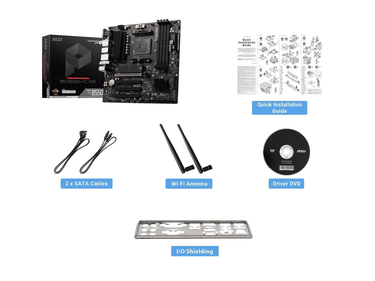 MSI PRO B550M-VC WiFi Placa Base AM4 para AMD Ryzen 5000, mATX, DDR4, PCIe 4.0, Wi-Fi 6E, Bluetooth 5.2 - Image 2
