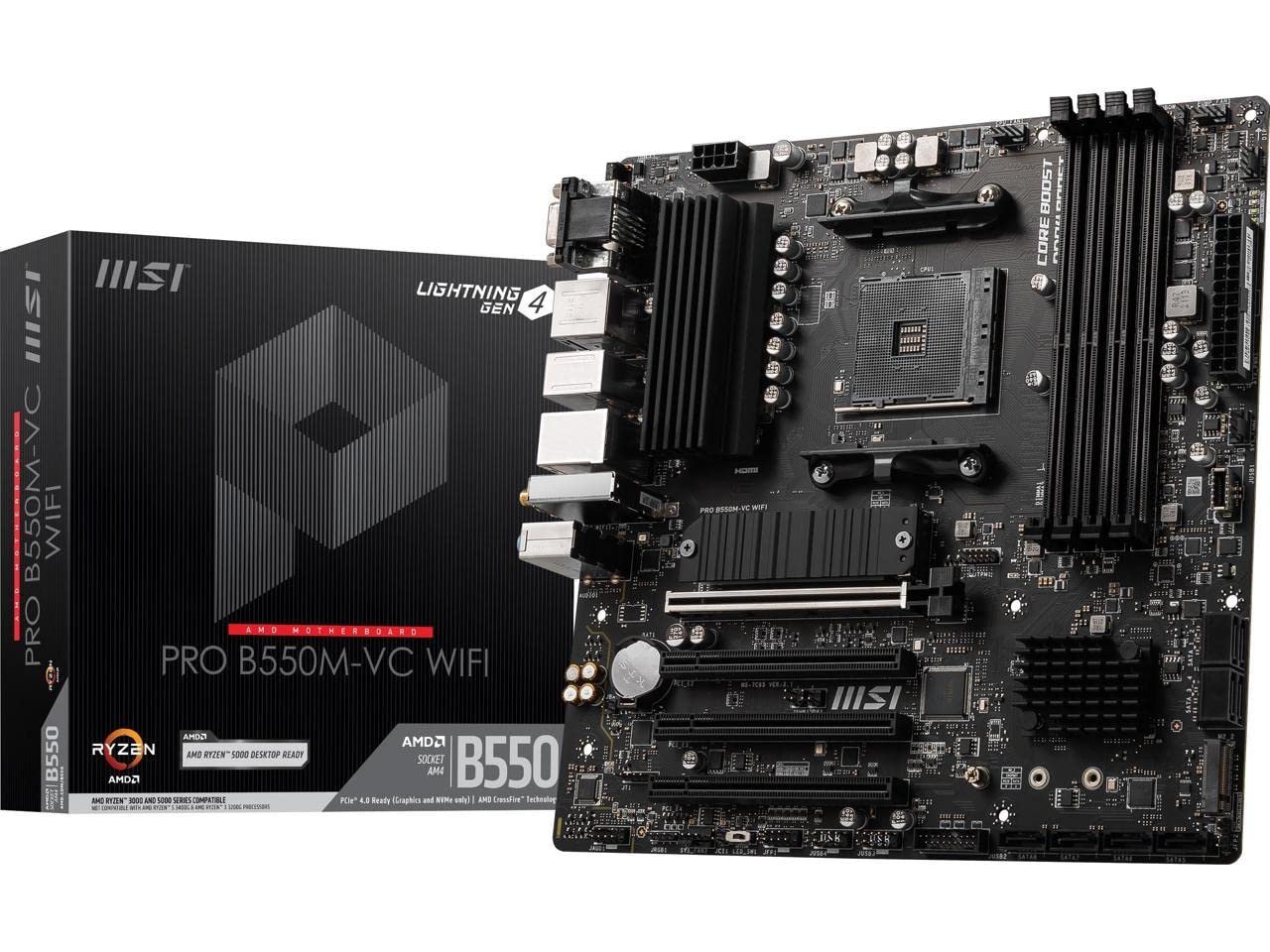 MSI PRO B550M-VC WiFi Placa Base AM4 para AMD Ryzen 5000, mATX, DDR4, PCIe 4.0, Wi-Fi 6E, Bluetooth 5.2