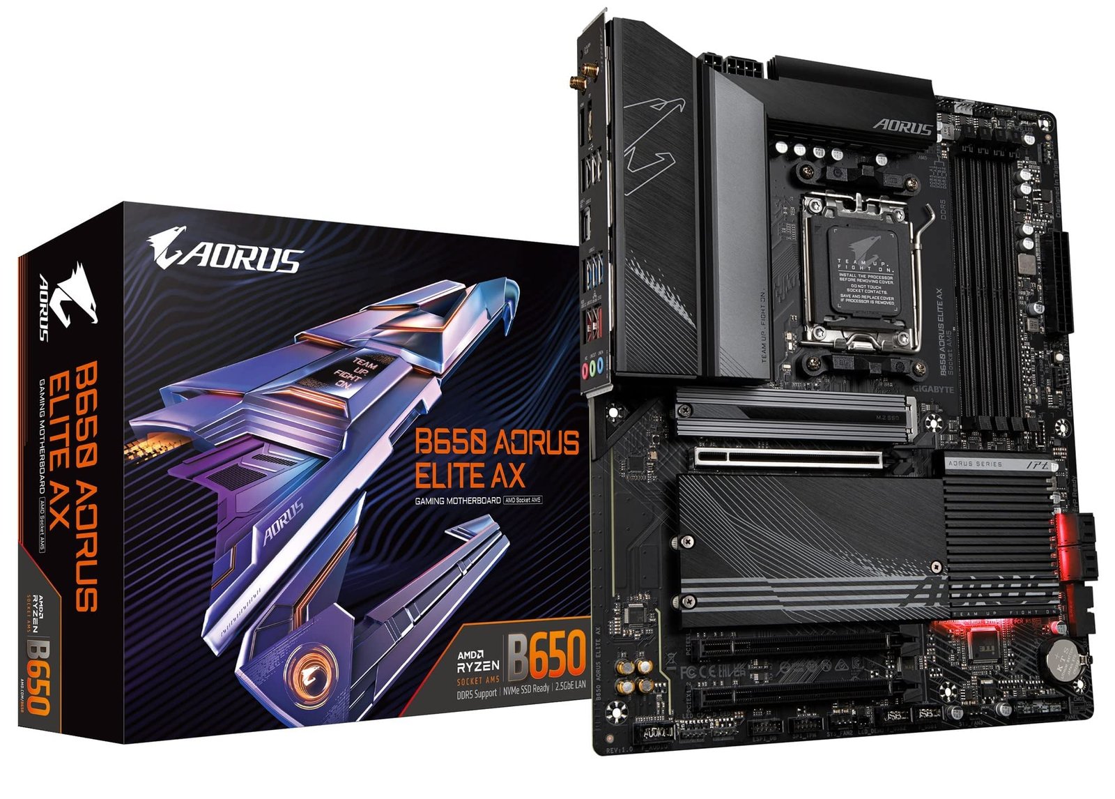 Placa Madre GIGABYTE B650 AORUS Elite AX AM5 ATX DDR5 con WiFi y Bluetooth
